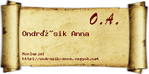 Ondrásik Anna névjegykártya